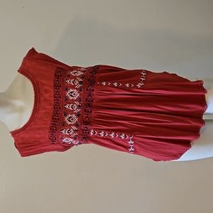 Free People Red embroidered top size S